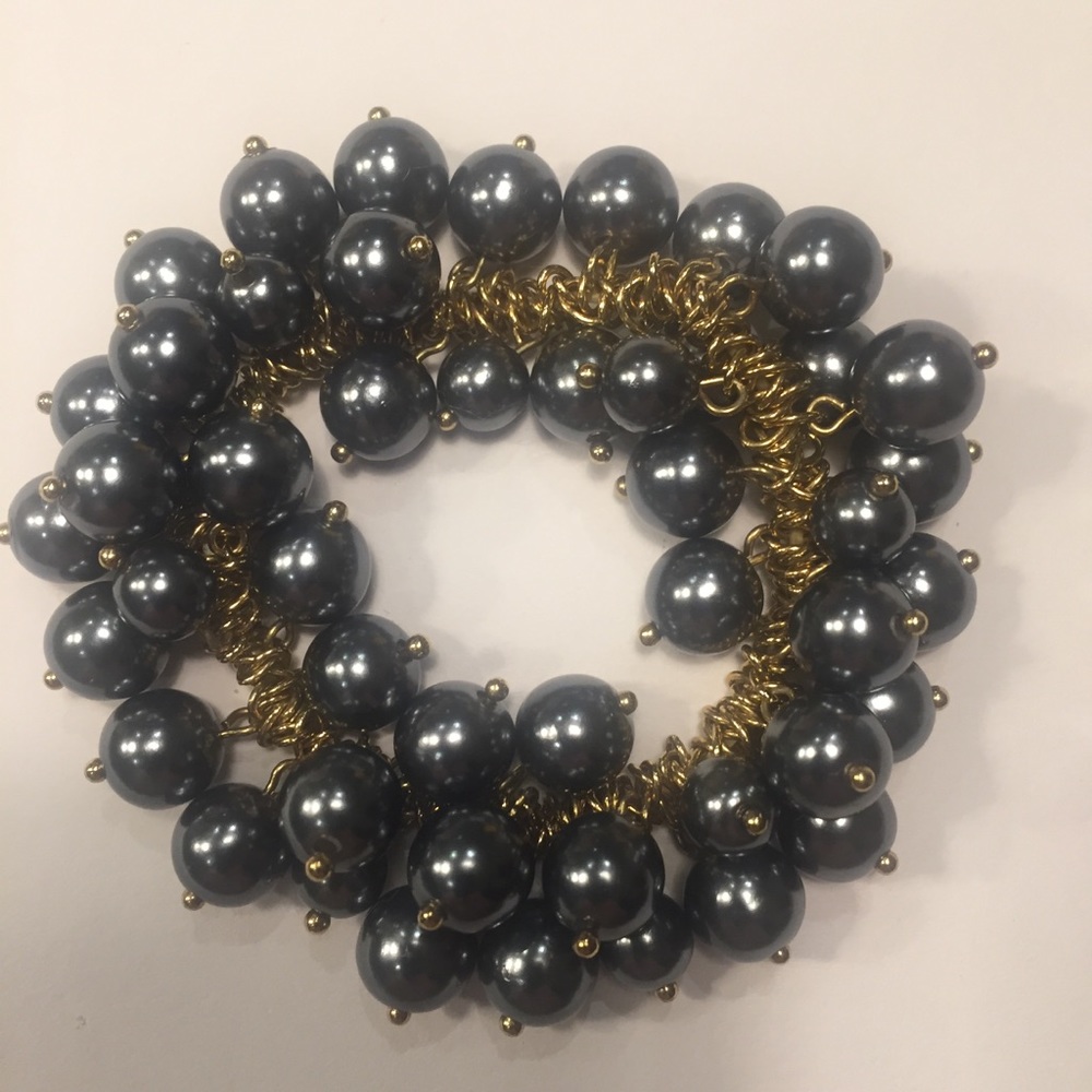 J. Crew Faux Grey Pearl Stretch Bracelet